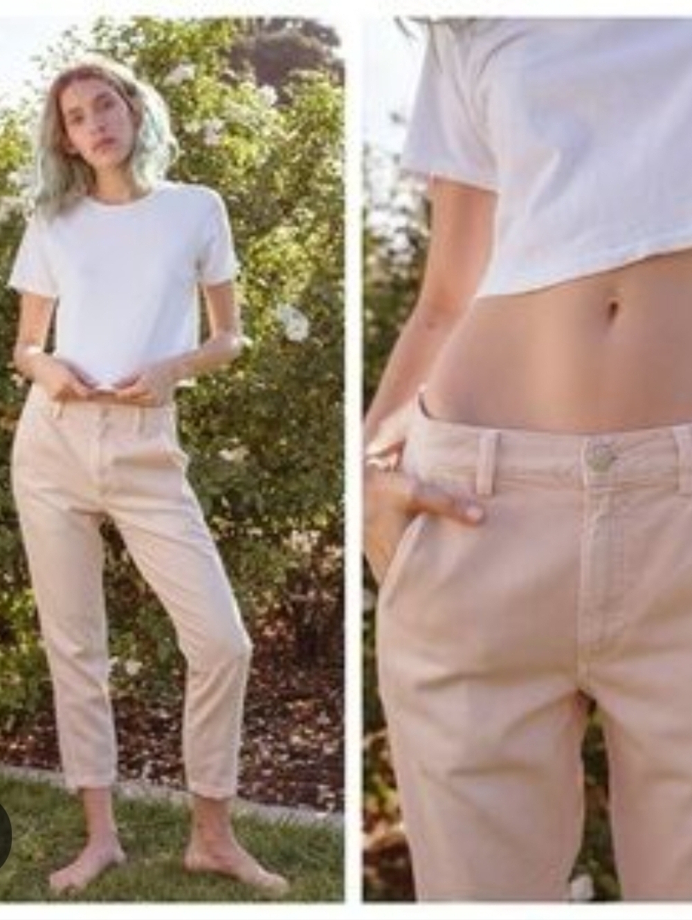 AMO Slouch Trouser Jeans Pale Pink. Size 29.